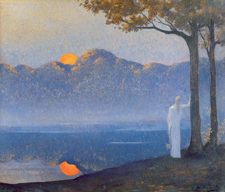 Osbert, Alphonse The Muse at Sunrise Sweden oil painting art